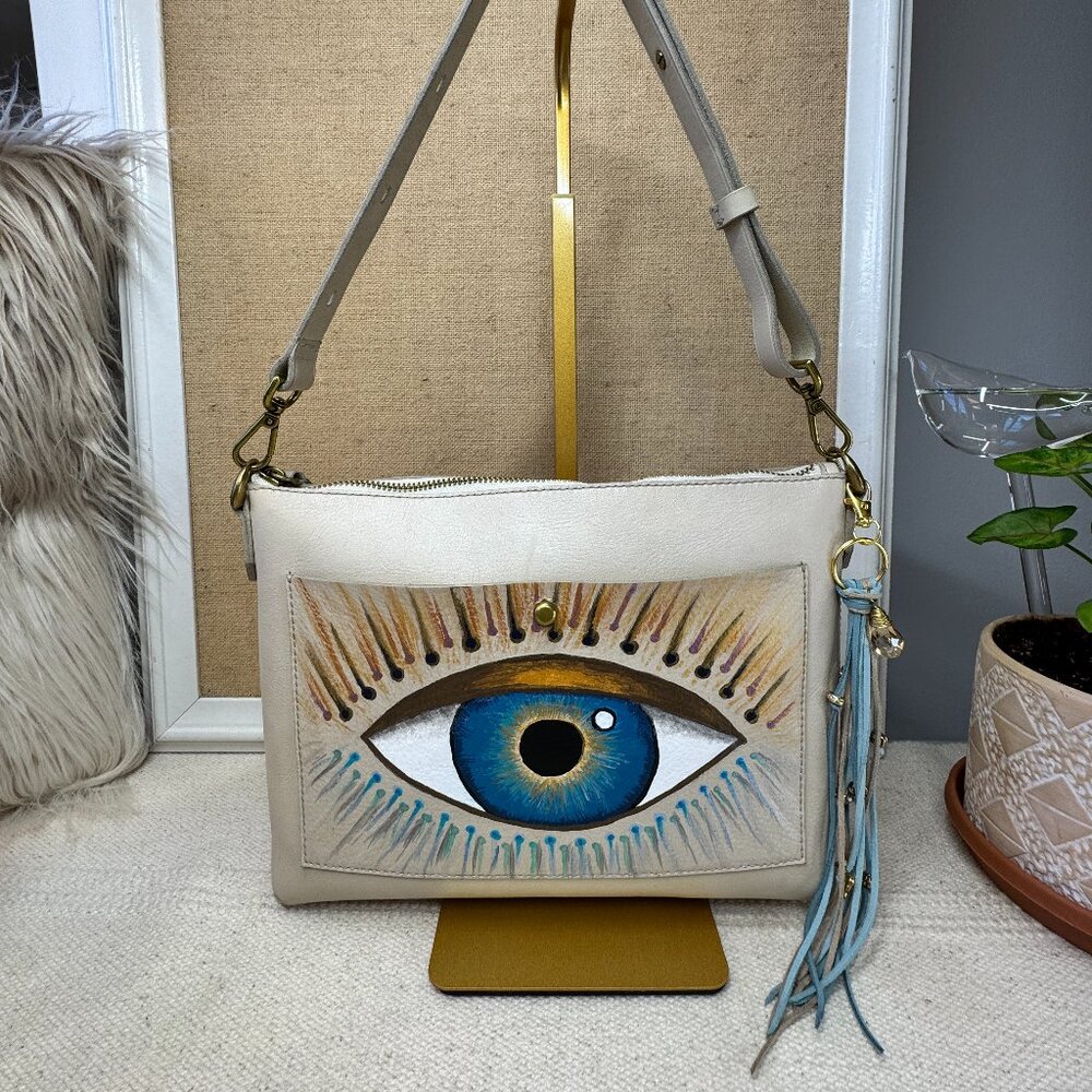 SOLD MADEWELL The Transport Shoulder Bag Novelty Custom Up-Cycled Evil Eye